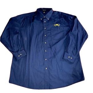 CSX Railroad Men's XXL 2XL Dress Shirt Navy Blue, Logo, Long Sleeve Button Down